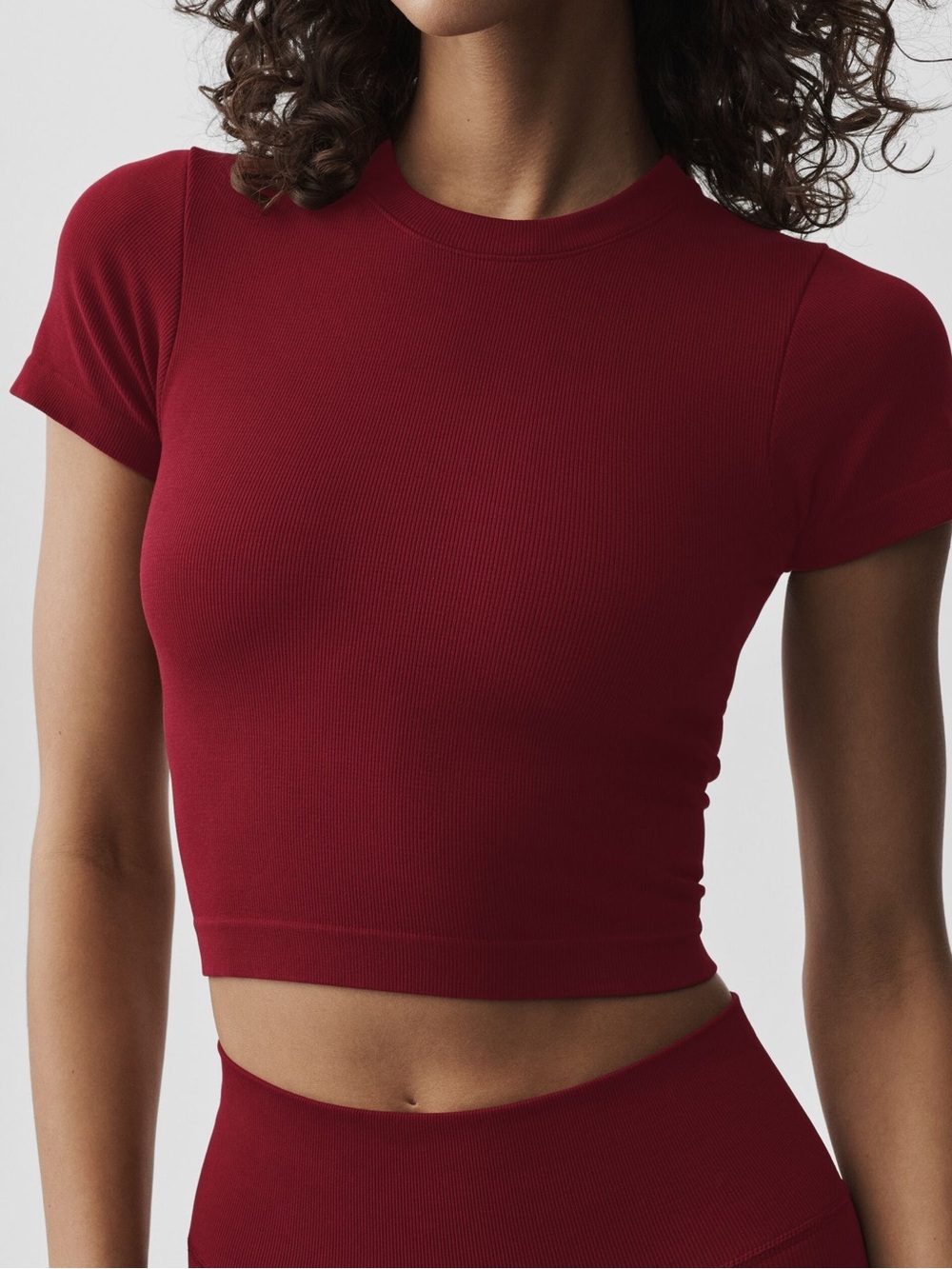 Alo Seamless Modal Ribbed Cropped Short Sleeve